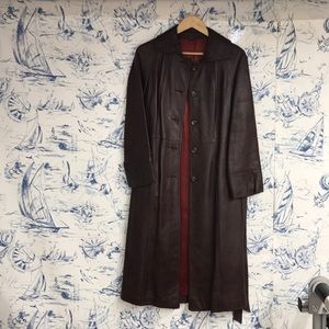 Knee length leather coat